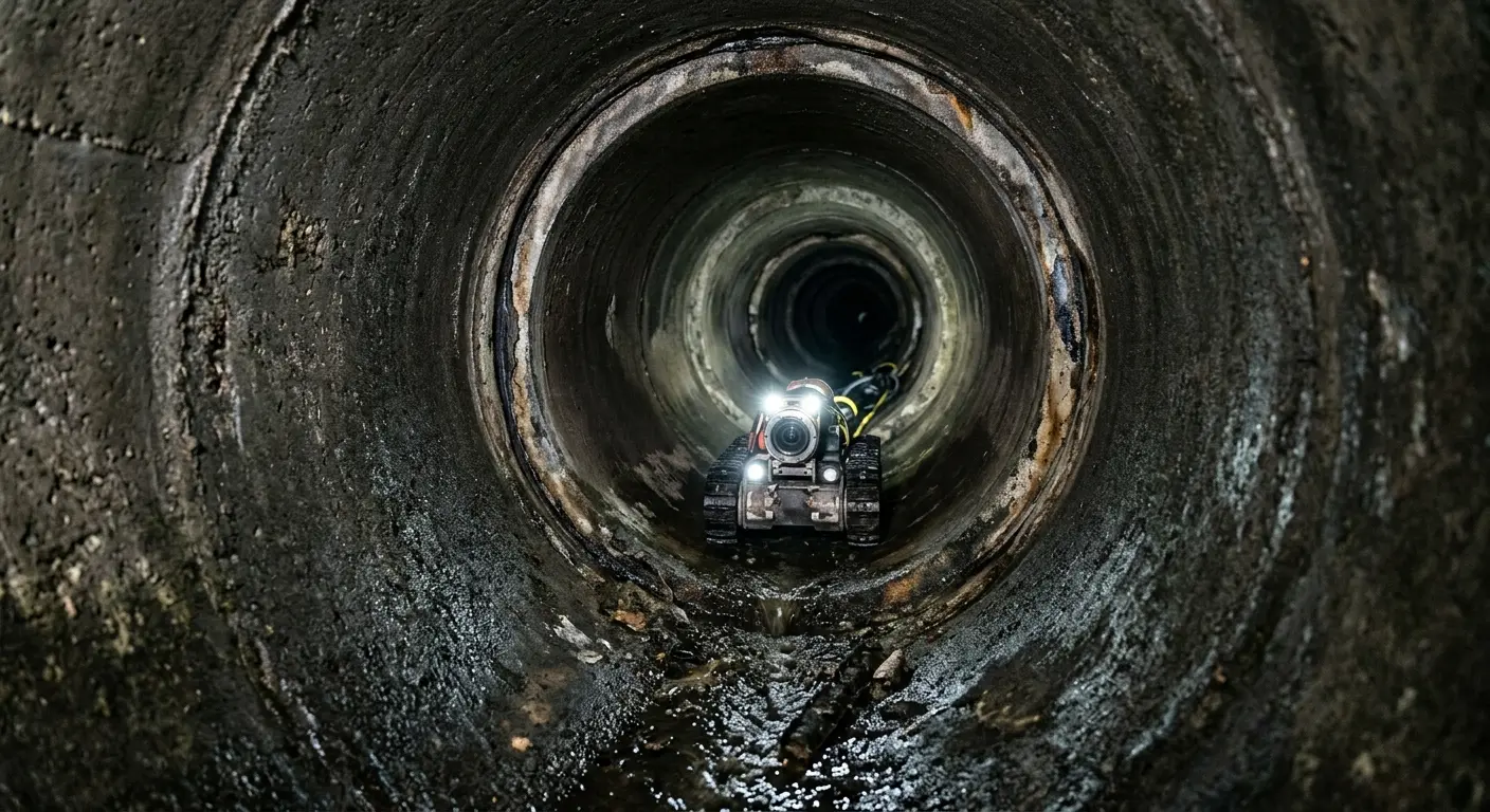 Robotic sewer camera inspecting pipe interior for Sewer Line Repair in Holly Hill